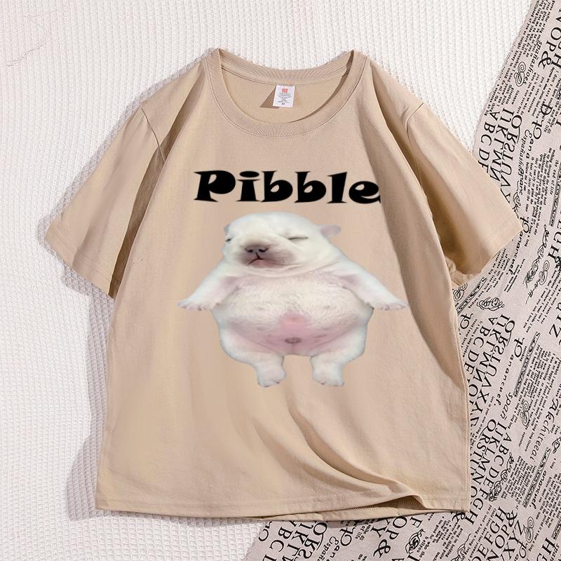 Pibble Pattern Tshirt with Personalized Highquality Printing 2026 New Hot Selling Cotton Fun Tshirt Round Neck Short Sleeved