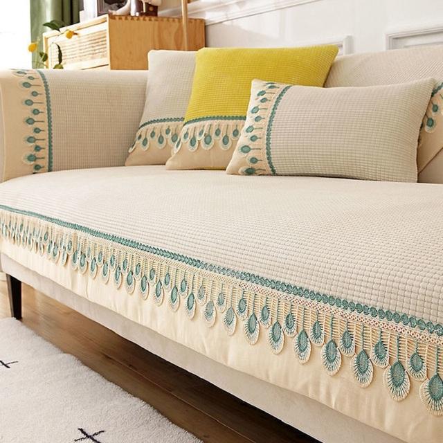 Copridivano in Pile Polare Antiscivolo a Quadri Cuscino per Divano di Alta Gamma Soggiorno Mobili Universali Antipolvere Copertura Totale