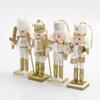 652F 4Pcs Christmas Wooden Doll Decor Handmade Christmas Nutcrackers Doll Pendant Traditional Wooden Nutcrackers Decoration