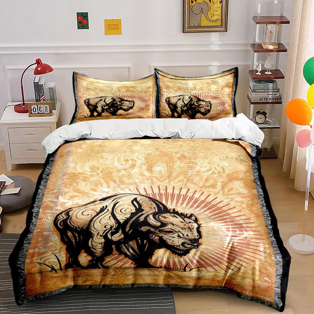 

Buffalo with sunburst background. Bedding sets Duvet cover sets Duvet covers Pillowcases(1 * Duvet Cover 2 * Pillowcases, without duvet insert) 135x200cm