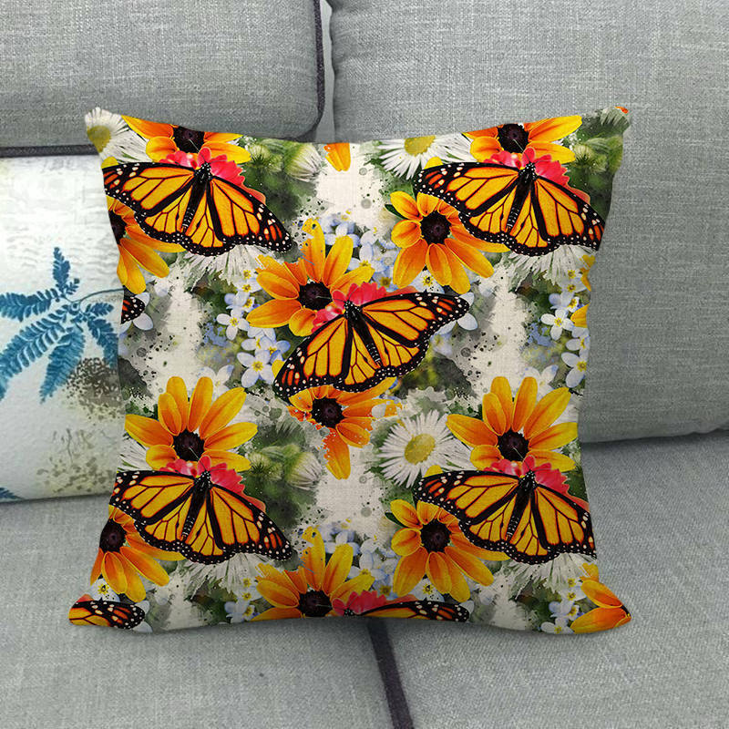 Colorful Butterfly Cartoon Insect Animal Digital Printing Short Plush Pillow Covers For Car Sofa Office Cushion Cover Home Goods