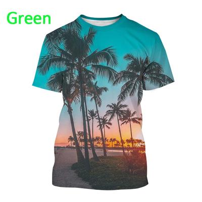 Summer Men's Palm Tree Pattern 3D Printed Short-Sleeve Casual Fashion Hawaiian Style Streetwear Tees Tops