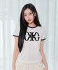KIND CIPHER Applique Logo Patch Ringer Short Sleeve T-Shirt Ivory