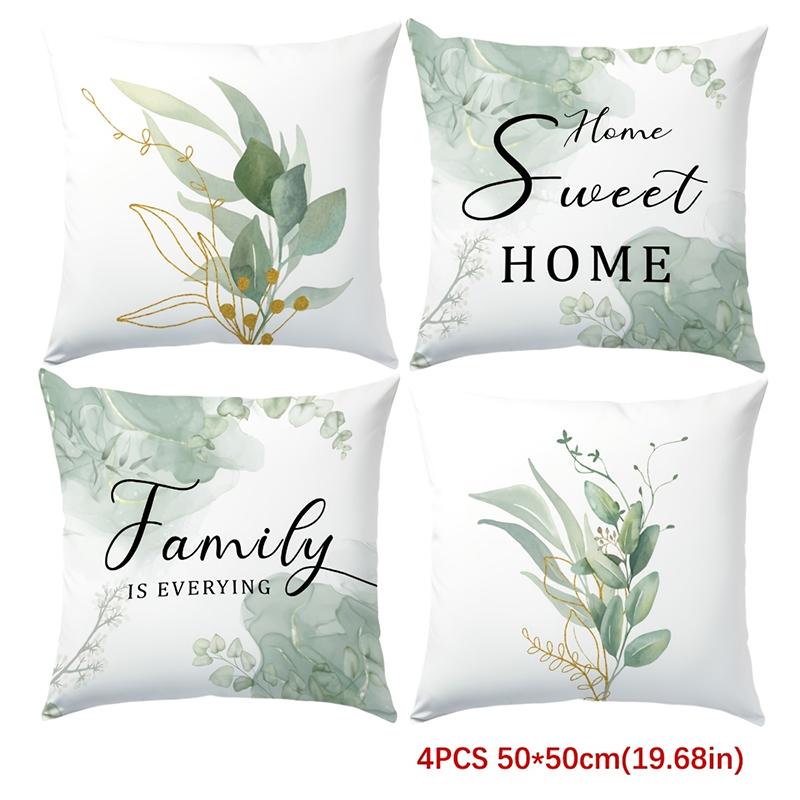 Floral Printed Pillows Home Sweet Home Family Decor Polyester Pillowcase, Sofa Decorative Cushion Cov Headboard Pillow