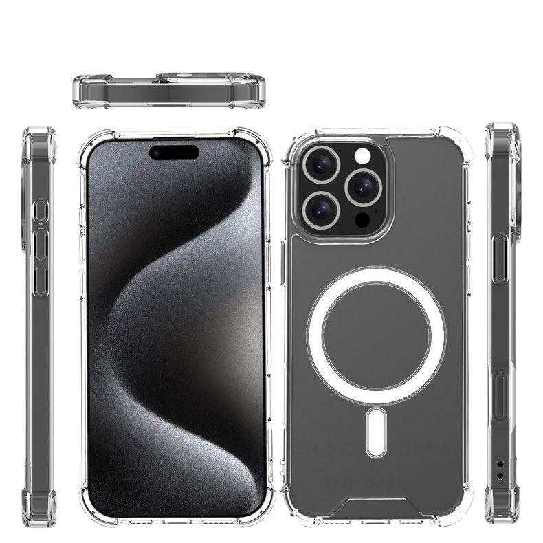 Magsafe All-encompassing Magnetic Phone Case for Apple 16, Transparent Acrylic 15, Four-corner Anti-drop 14pro