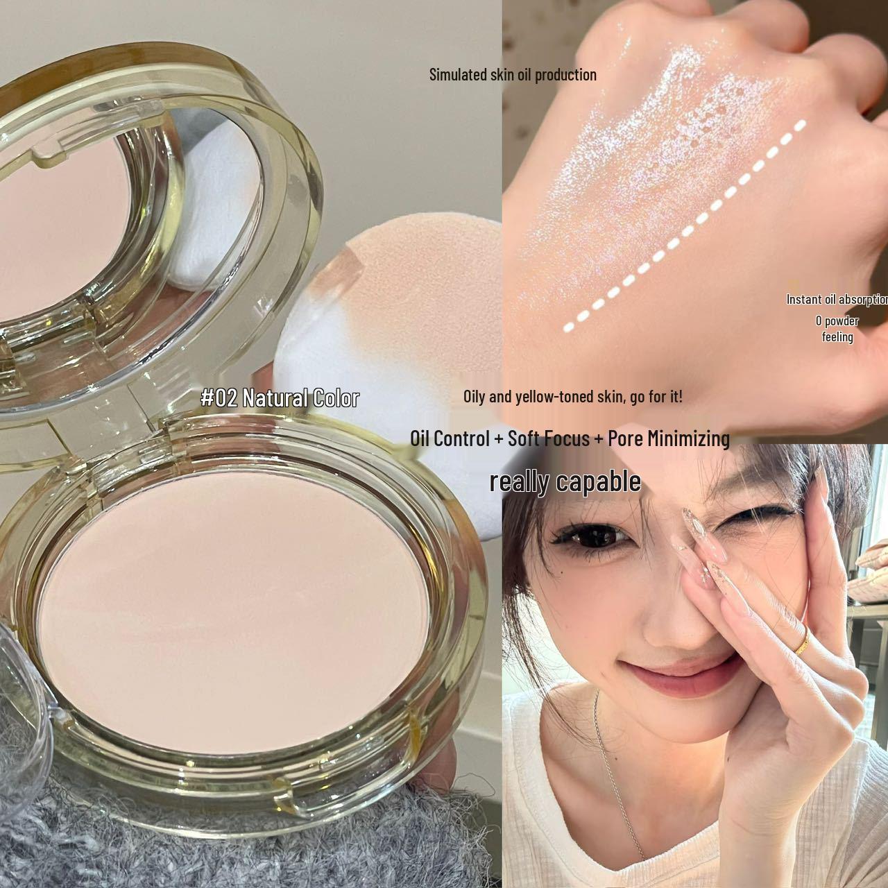 Lightweight Velvety Matte Powder: Natural Touch-up, Concealing, Waterproof, Sweatproof, Non-caking, Dual Use Makeup.