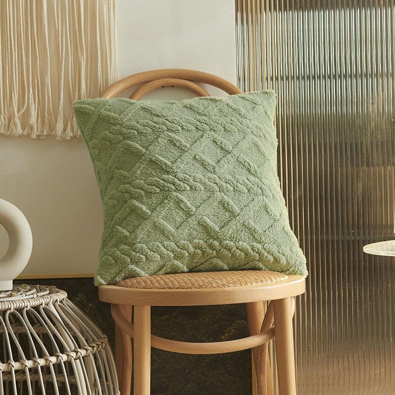 1pc, Soft  Plush Geometric Style Cushion Cover With Double Sided ,Home Decor, Bedroom,Living Room,18'' *18''/45cm* 45cm, No Pillow Core