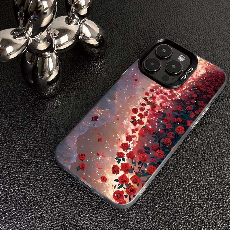 Romantiskt Roshav Telefonfodral för iPhone 13/14/15 Pro Max/16 Pro/17