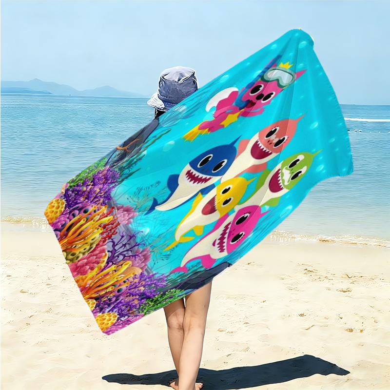 1Pc Baby Shark Family Adventure Beach Towel Microfiber Beach Towel Thin Absorbent For Beach Swimming Yoga Bath Sports 0917306