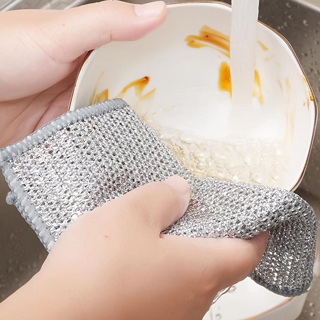 5/10pcs, Dishcloth, Daily Cleaning Cloth, Grid Non-stick Oil, Dishcloth, Kitchen Stovetop, Dish Washing,Dish Cloth, Wire Dishcloth Easy To Wash