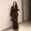 Petite High-End Knit Sweater & Wide-Leg Pants Set for Fall/Winter - Elegant Mature Style