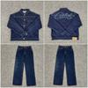 Giacca di Jeans Casual da Uomo Jeans a Gamba Dritta Set 2025 Cotone Streetwear Outfit Quotidiano