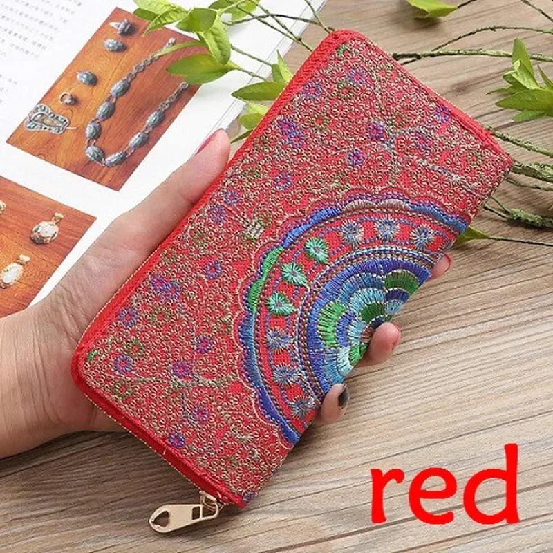 Embroidered Wallet Ethnic Style Handheld Bag Zipper Women's Wallet Fabric Embroidered Bag Handheld Bag