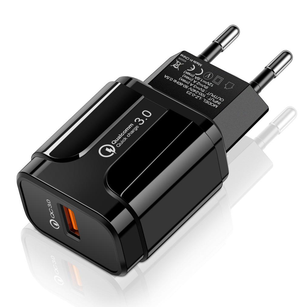 Mobile Phone Travel Charger QC3.0 Single Port Fast USB Charging Adapter