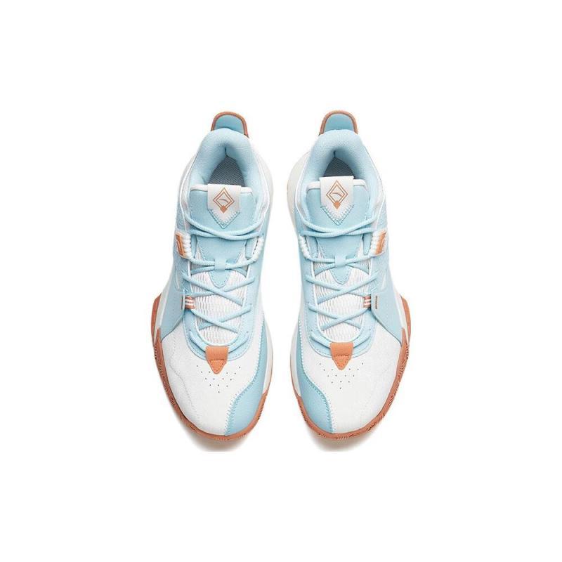 Anta 2 Shock Absorbers With Slip Resistant Features Mid Top Basketball Shoes Men's Gray Blue Sneakers 112241610-4
