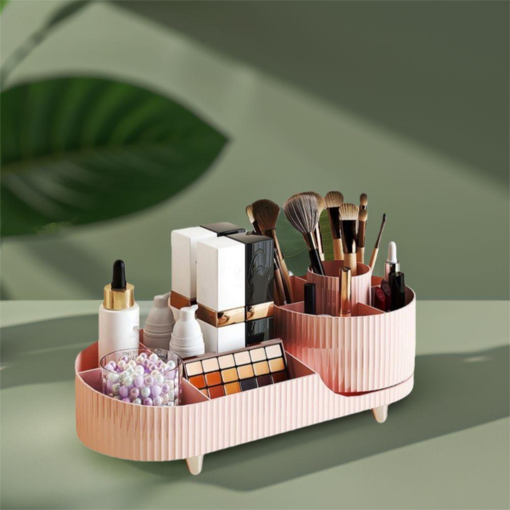 Large Capacity 360°Rotating Cosmetics Storage Box Plastic Makeup Organizer Bathroom
