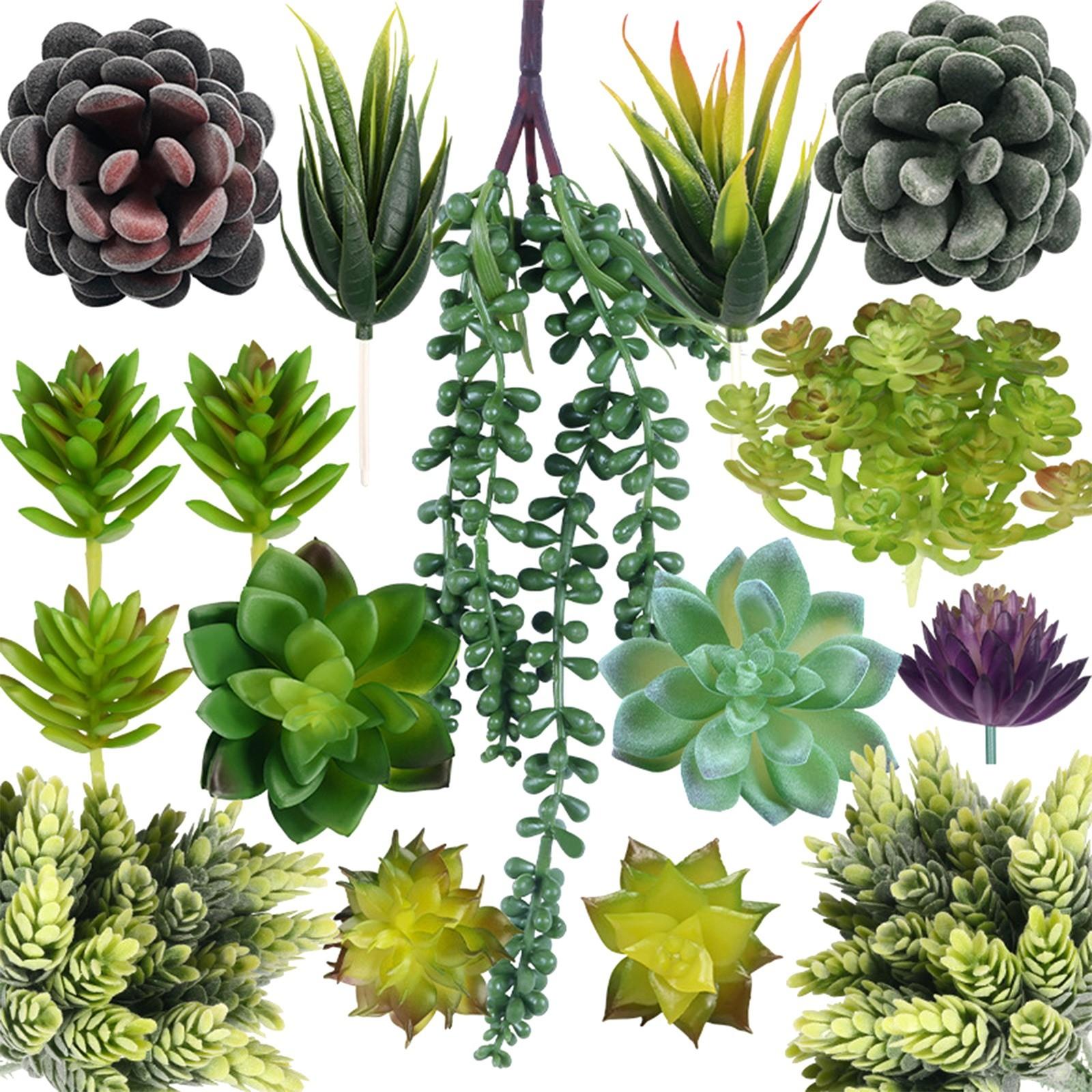 

16 суккулентов, искусственные суккуленты, маленькие искусственные растения без горшка, имитация суккулентов, микро-бонсай, декоративные украшения One Size