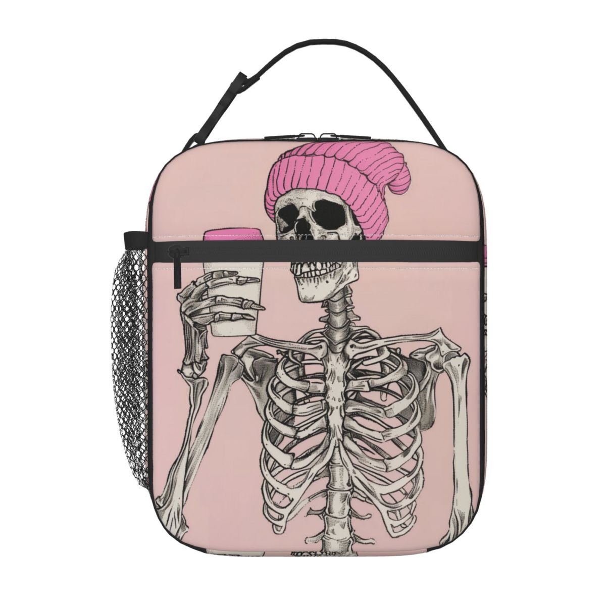 

Pink Skull Girl Pattern Insulated Lunch Bag for Women Office Cooler Thermal Food Box Tote Portable Lunch Boxes Container One Size