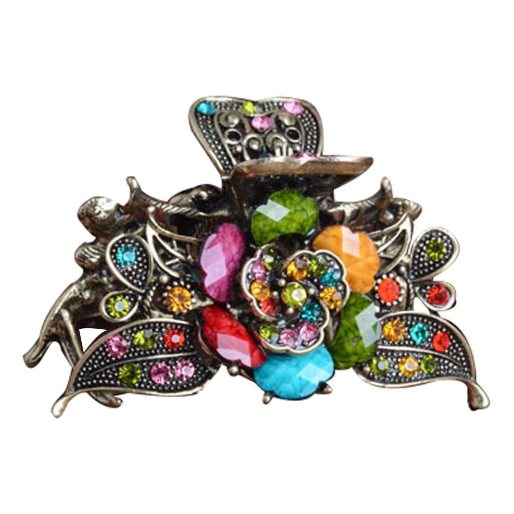 4x Diamante Turquoise Jaw Clip Womens Metal Updo Hair Clamp Barrette