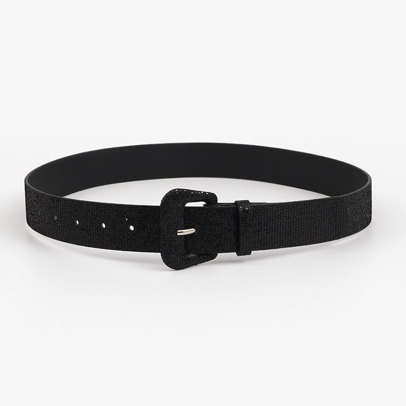 

Клетчатый блестящий ремень с пряжкой для сумки, широкий ремень для женщин, винтажный ремень с декоративной пряжкой из искусственной кожи для женщин 106*3.7 чёрный