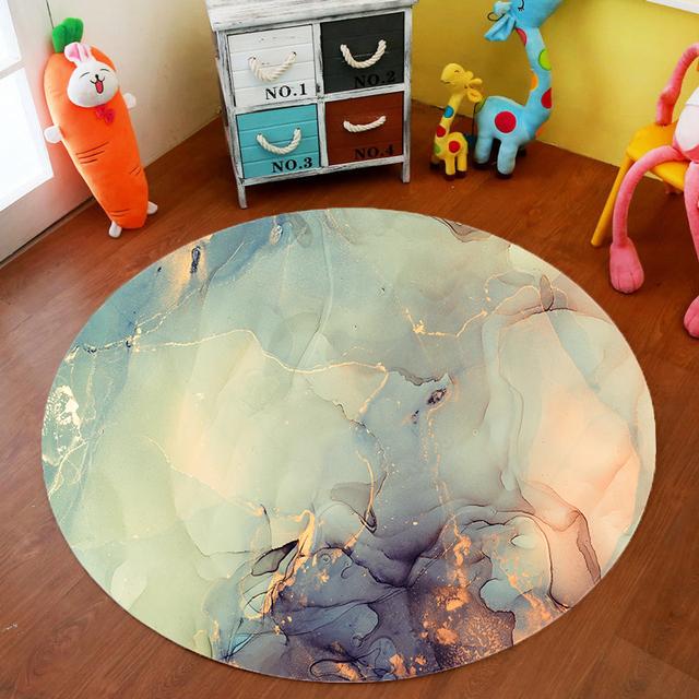 Marble Quicksand Round Carpet Office Chair Mat Computer Desk Mat Bedroom Decoration Living Room Mat Bedroom Coffee Table Mat