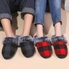 Fashion Retro Plaid Plush Slippers for Women Soft Faux Fur House Cotton Slippers Woman Winter Slip On Non Slip Furry Slides Female