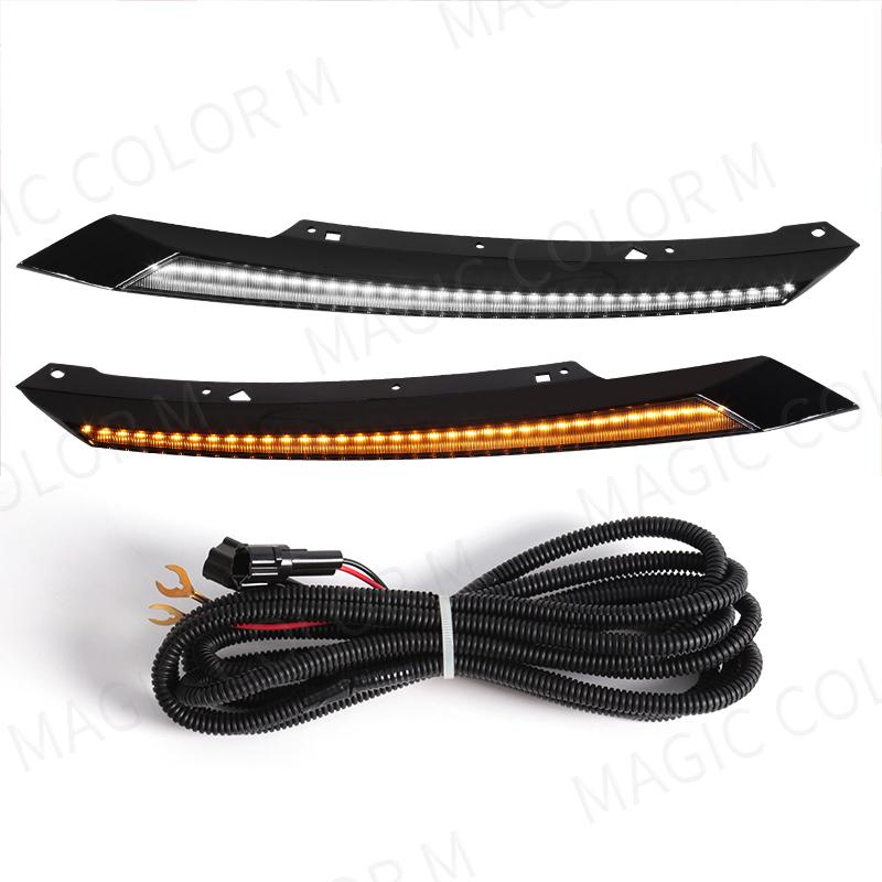 DRL For Honda Civic LED Headlight Eyebrow Daytime Running Light Dynamic Turn Signal Lamps 3 Colors 12V