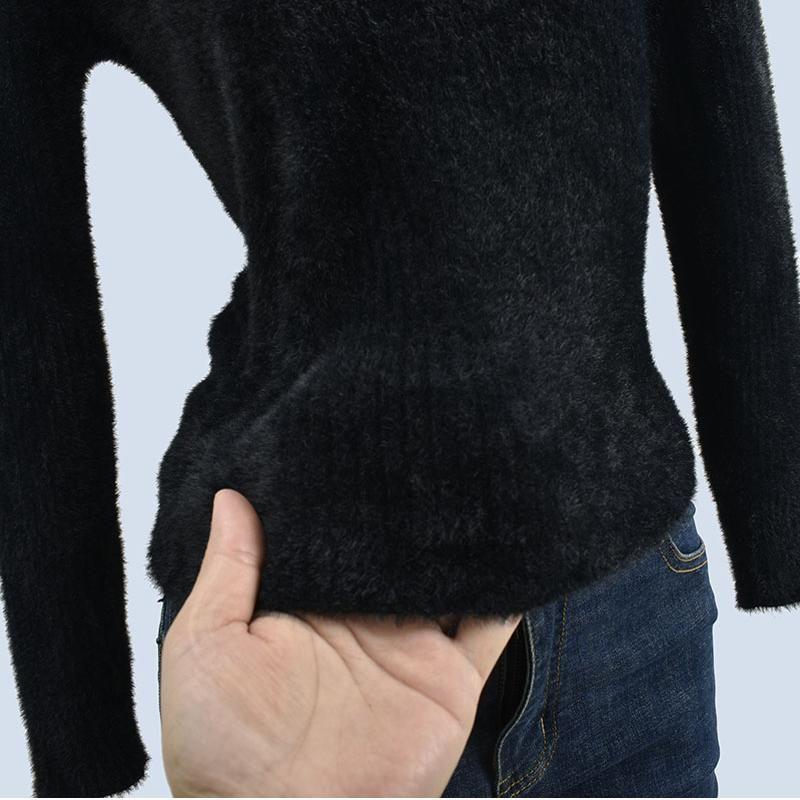 Imitation Mink Wool V Neck Minimalist Long Sleeve Thin Bottoming Shirt Female Soft Glutinous Comfortable High Elastic Silm Thermal Head Cover Tops