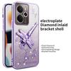 KADEM Pouzdro pro Realme 14 5G/14T 5G Vážka Stojánek TPU Květiny Třpytivý Kryt na Telefon