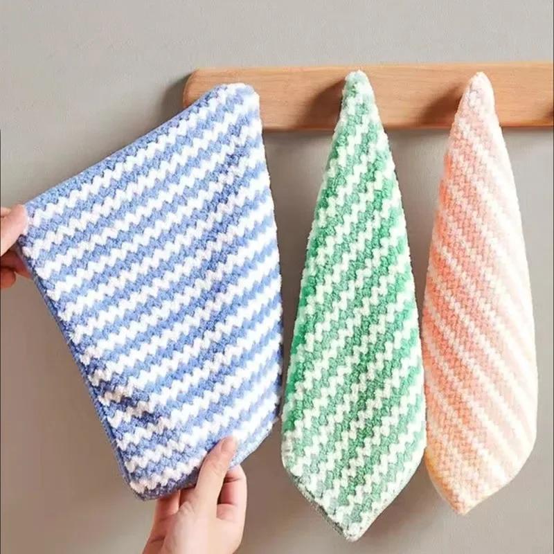 Random Color) 1/20/50Pcs Absorbent Dishcloths Double-Sided Fleececloths Scouring Pads Glass Window Wipe Towel (