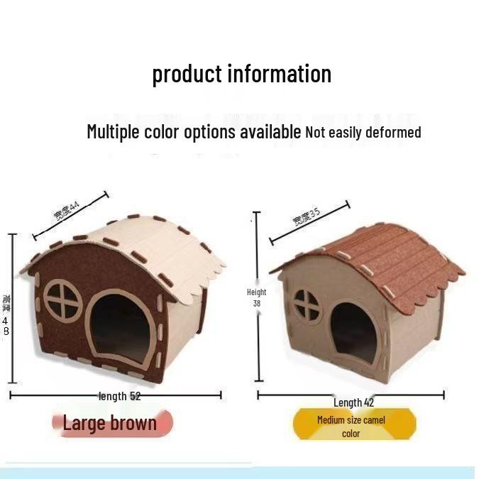 Felt Wood Cat Tunnel Bed: Multi-Functional, Semi-Enclosed, All-Season Cat Bed with Paw Design