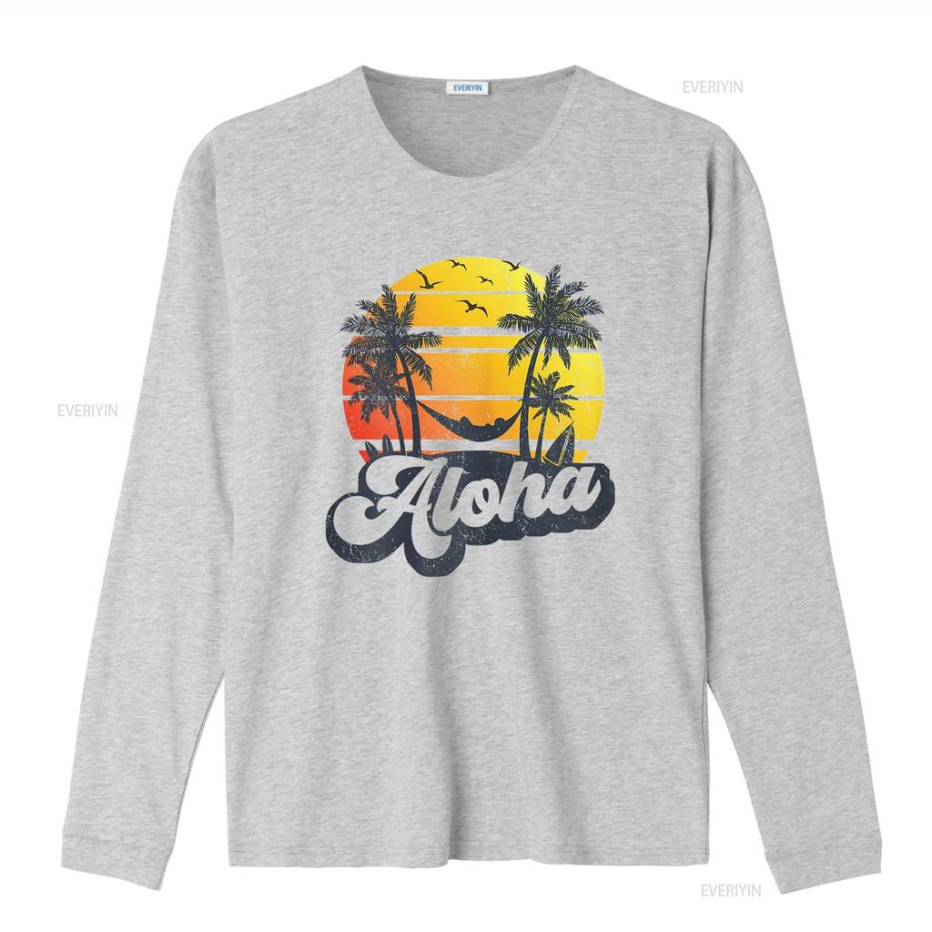 Womens Aloha Hawaiian Island T Shirt Palm Beach Vacation Casual Tops White Large vintage Washed Stylish Unisex