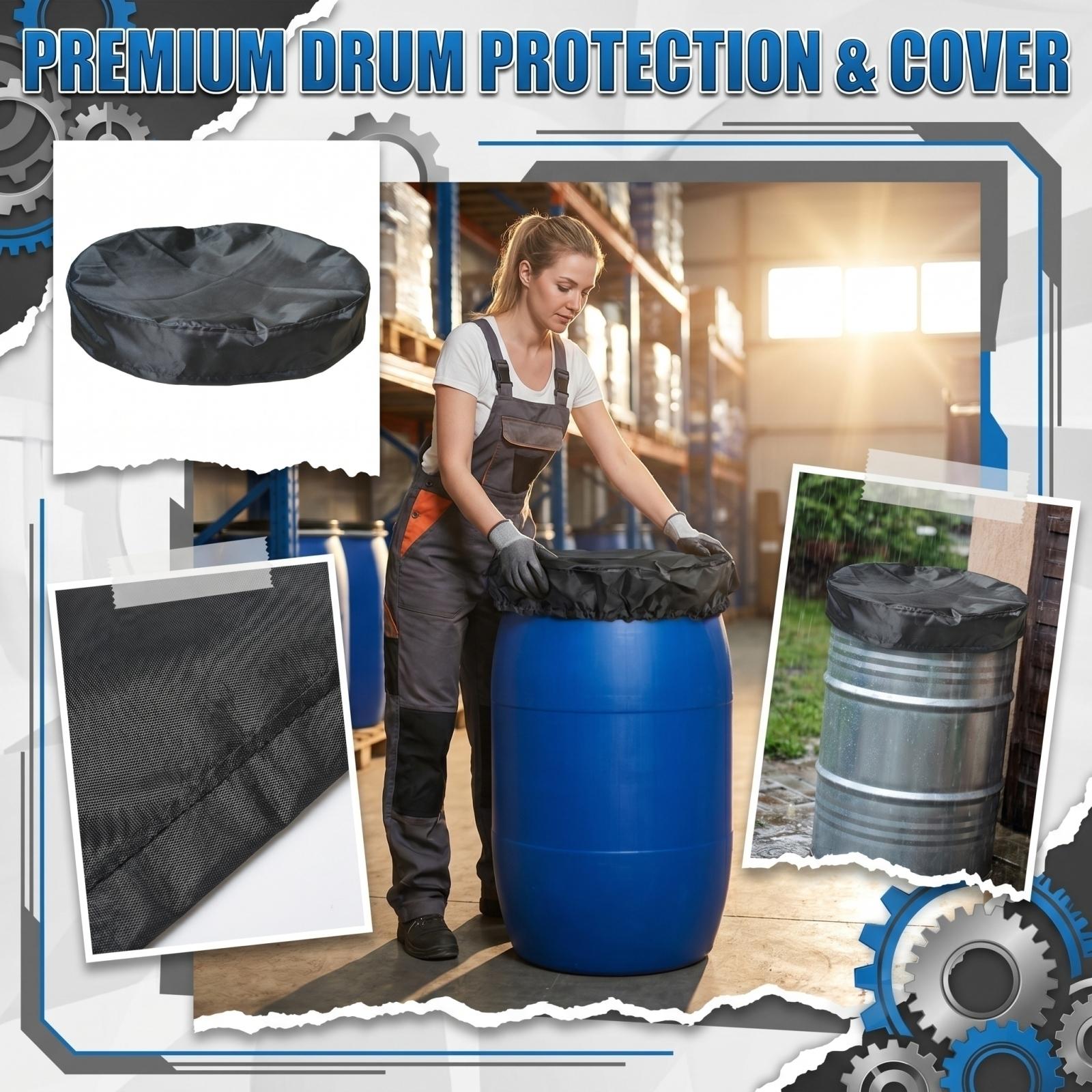 Industrial Drum Cover Dustproof Rainproof Protective Lid for Chemical Barrels Round Composite Container Protective Cover One Size чёрный