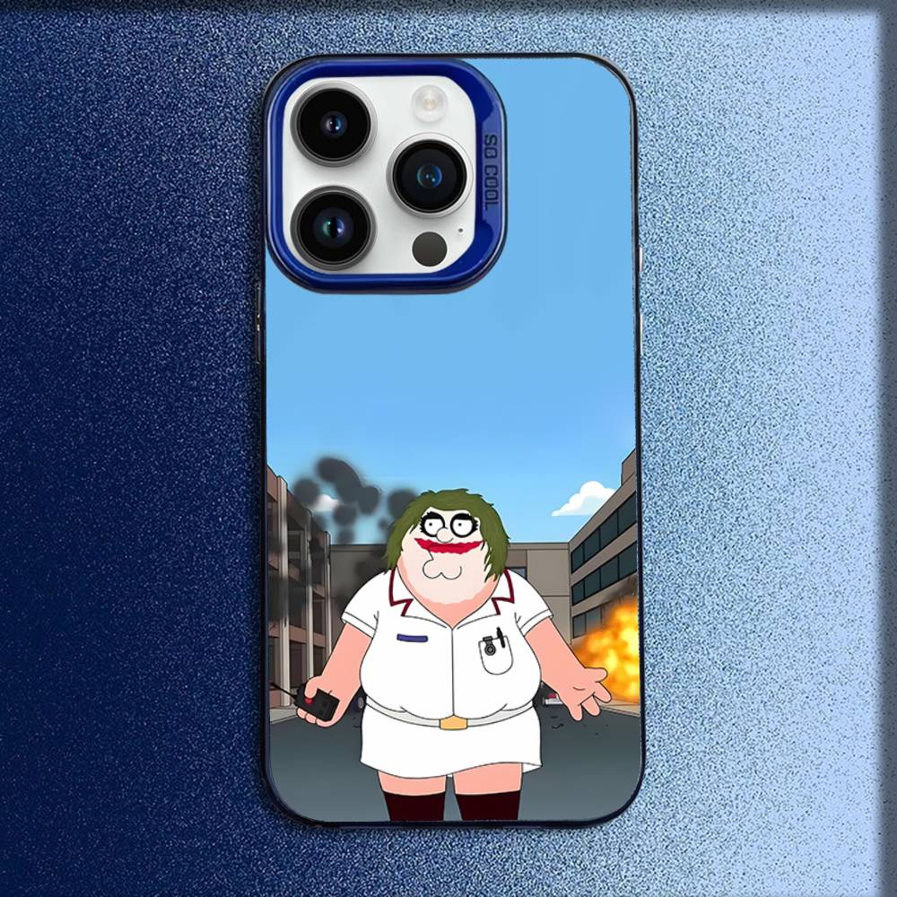 Cartoon F-Family Guy Funny Phone Case For iPhone 16,15,14,13,12,11,Mini,Pro,E,MAX Blue Candy Matte Shockproof Cover iPhone16pro