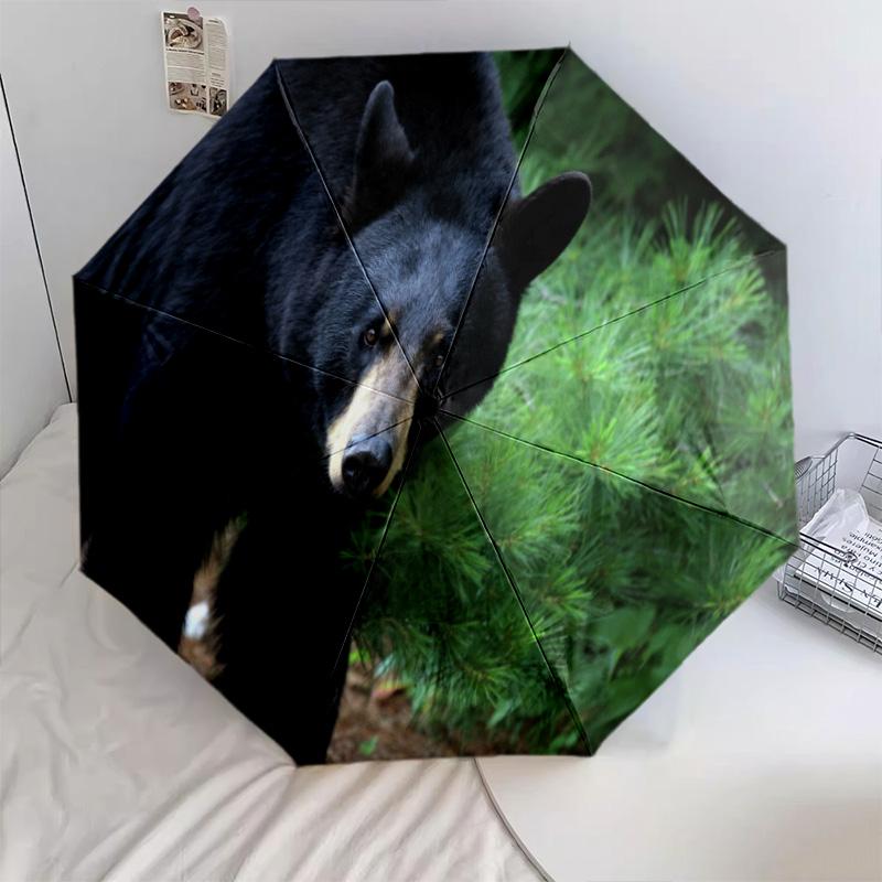 1PC Black Bears Automatic Umbrella - Suitable Travel Outdoor Portable Umbrella Birthday Gift Daily Essentials