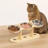 Three Bowl Design High Cat Bowl Lifting Height Stainless Steel Pet Feeding Bowl Protects Neck Spine Food And Water Plate