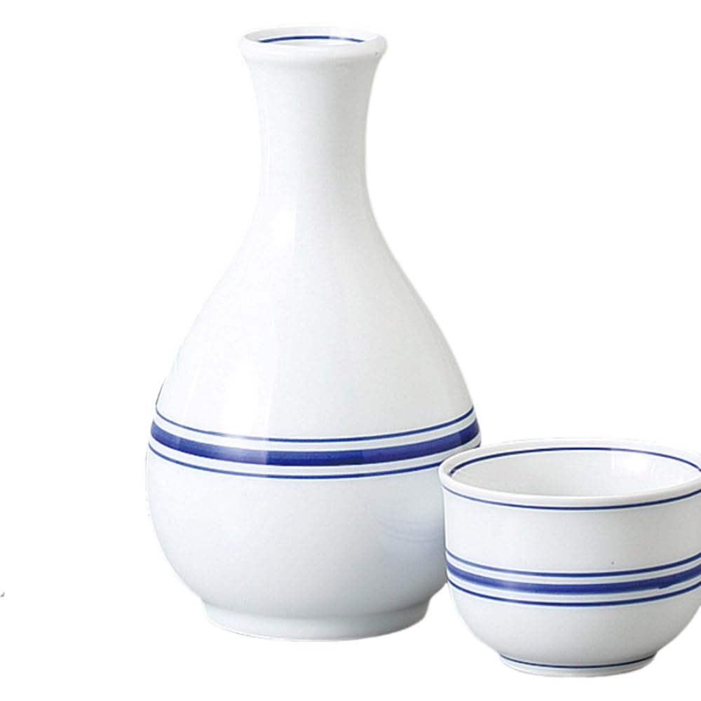 Sake Tokkuri and Ochoko x with Gosu Obi Mino Ware Includes Tokkuri and Sake Cup Ale-net Set, (Large) 8.1 H13.2cm (Approx. 300cc) (Gosu Obi) Belt,