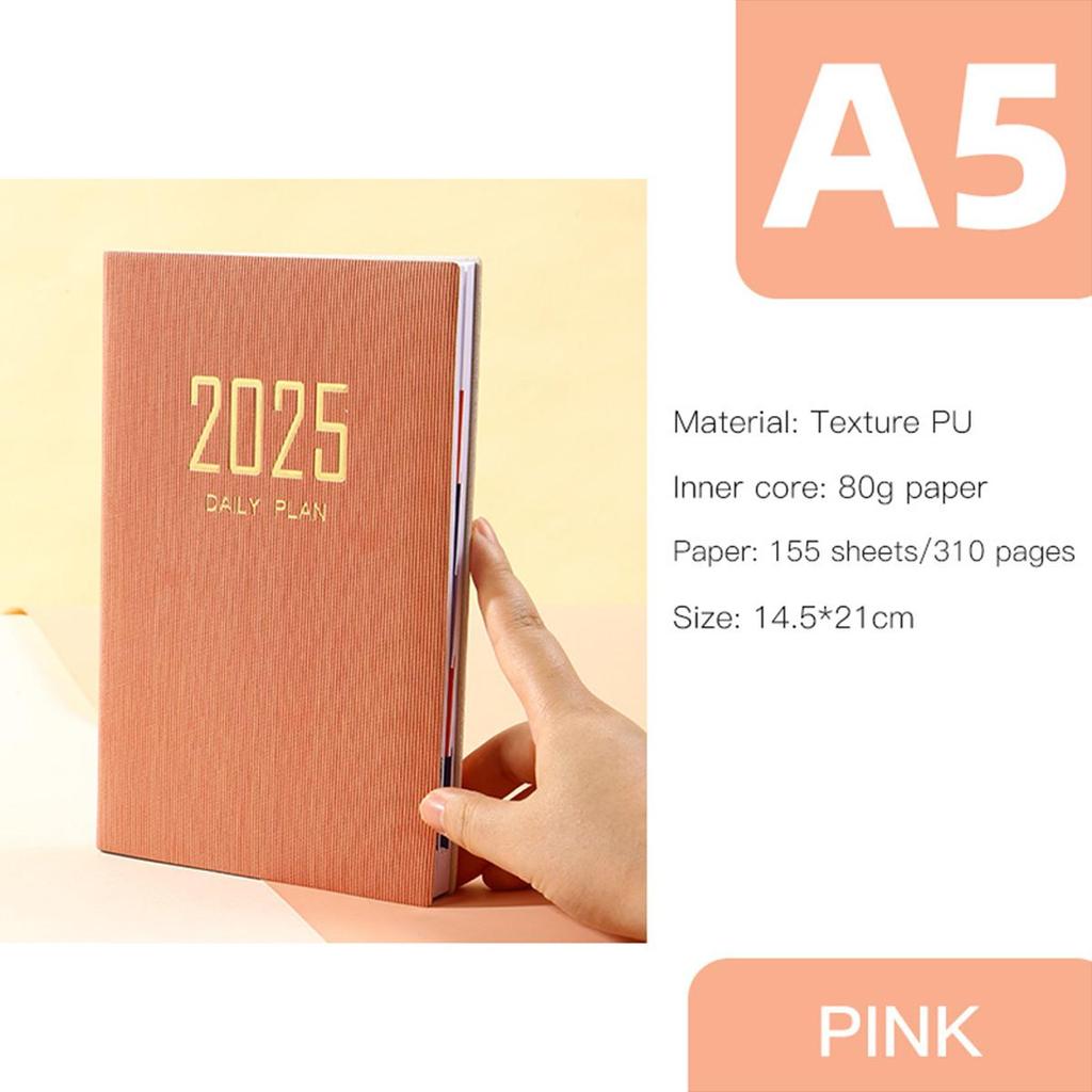 (Logo Engraving Possible) 2025 Soft Leather Business Schedule, Student 365-day Daily Planner, Record Book, Memo, English Inner Pages