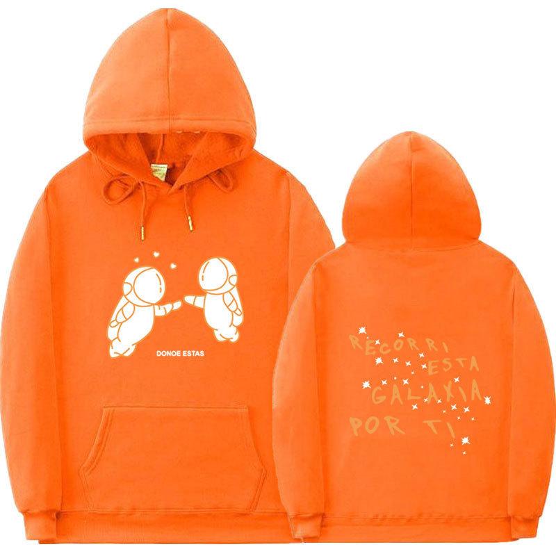 Außenhandel neue Mode Druck Doppel-Astronaut Kapuzenpullover Lockerer Pullover Freizeit Herren und Damen Freizeit Sportpullover