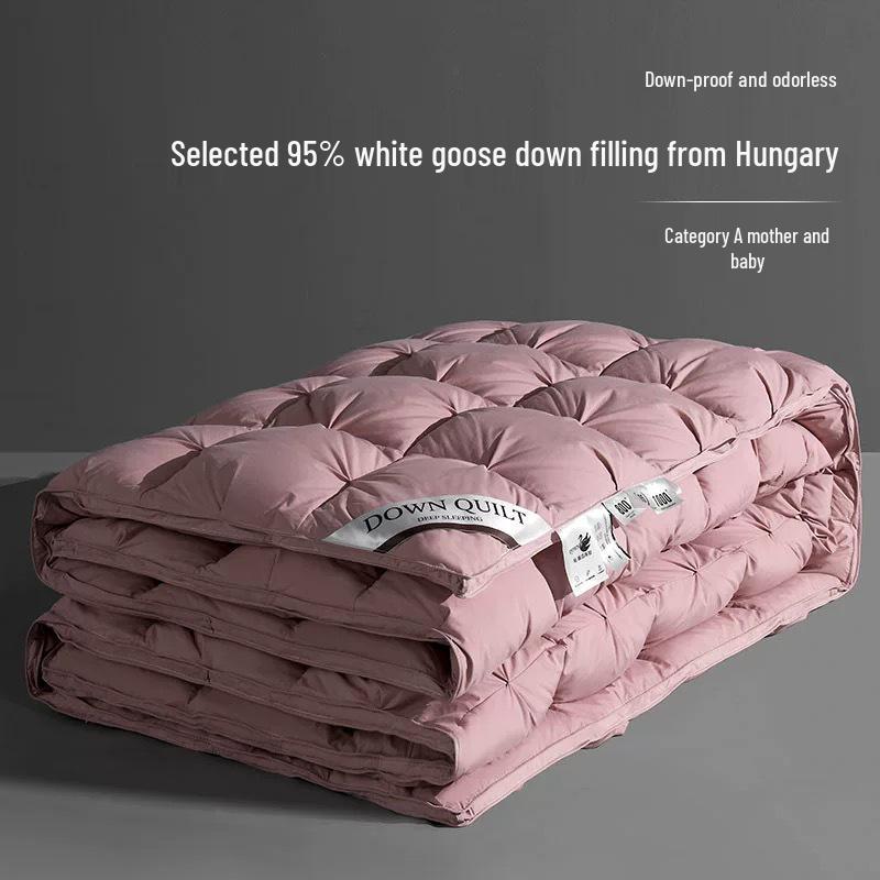 

Hungarian 95% White Goose Down Quilt - Winter/Spring/Autumn, Single/Double, Five-Star Hotel Quality, Thick & Warm 150x200cm Air Conditioning 2000g