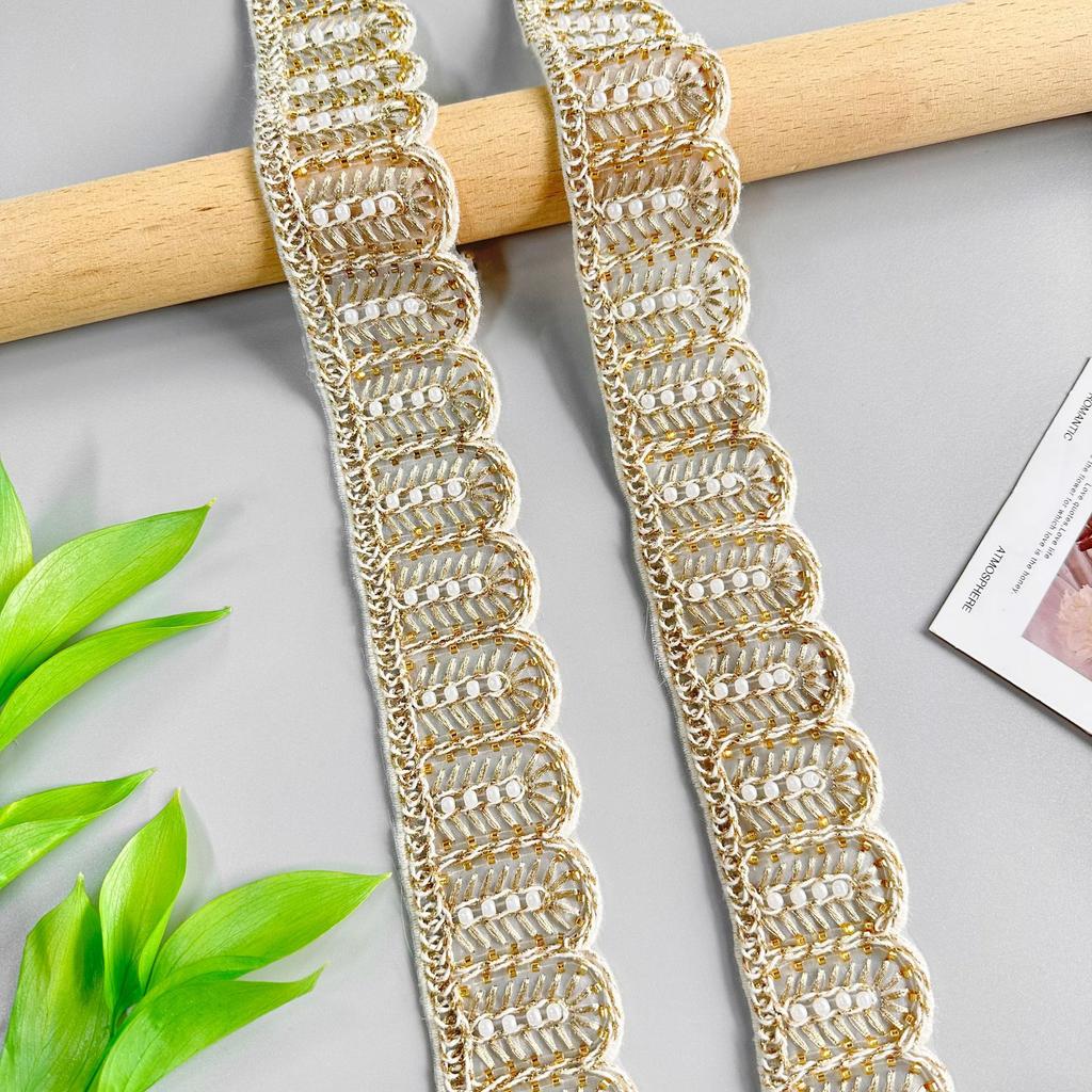 4.5Cm Bead Embroidery Strand Barcode Clothing Belt Dress Home Window Accessories Lace Accessories