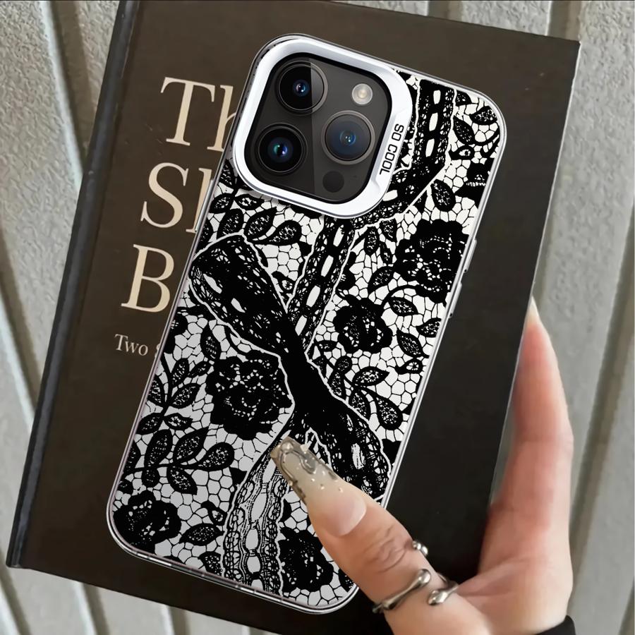

Чехол для iPhone 17 Pro Max 13 Pro 12 15 Plus XR 16 Air 14 11 XS Задняя крышка телефона Черное кружево Мода iPhone 14 Pro