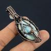 Larimar Pendant Gemstone Jewelry, 999 Copper Wire Wrapped Pendant, Handmade Jewelry Birthstone Pendant, Gift For Him