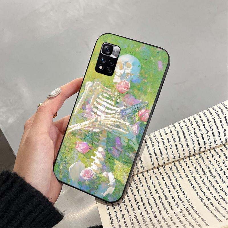 Phone Case For Xiaomi Redmi note 14 Pro 14 13 12 11 10 Pro 14S 12S 11S Redmi 14C 13C 10 Skeleton Art