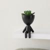 3D Printed Sitting Human Figure Succulents Planter, 2-in-1 Desktop Pot & Decor Ornament, Matte Finish One-Piece Craft, Compact Size for Small Green
