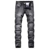 2024 European And American New Jeans Men'S Cycling Knee Pads Nostalgic Motorcycle Jeans Slim Fit Trendy Men