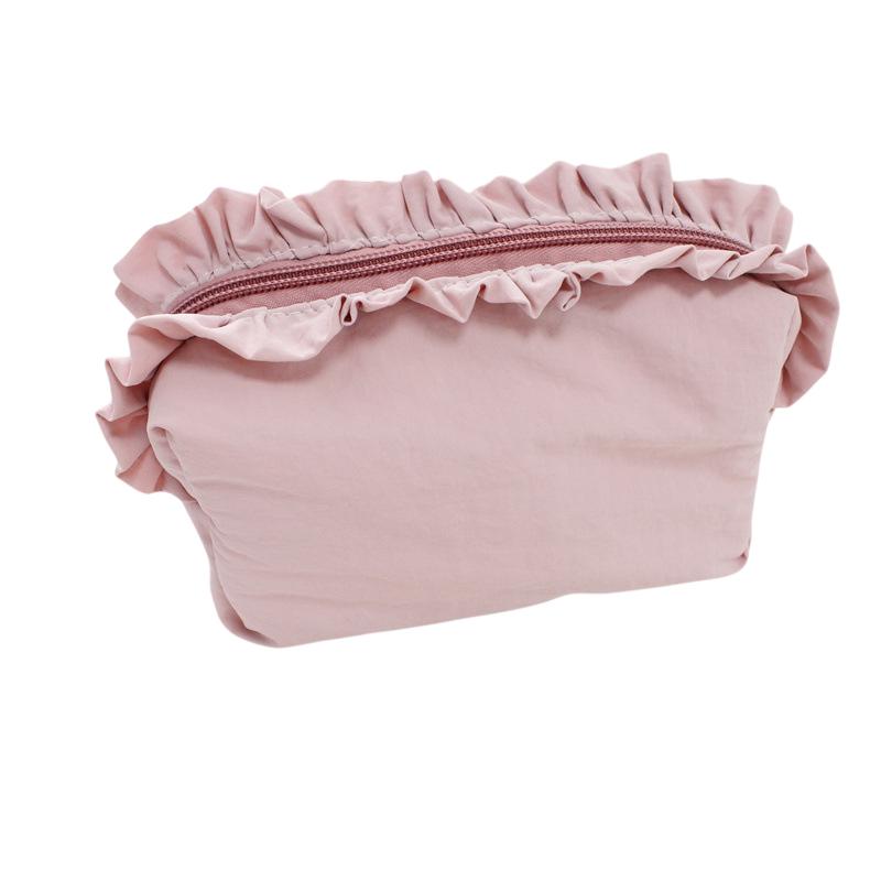 Ruffle Cosmetic Bag Multi-Color Cute Makeup Pouch Zipper Travel Portable Toiletry Organizer Bag For Women Girls