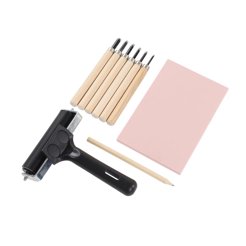 Stamp Making Kit Assorted Carving Knives Carving Block Flexible Roller Stamp Carving Tools for DIY