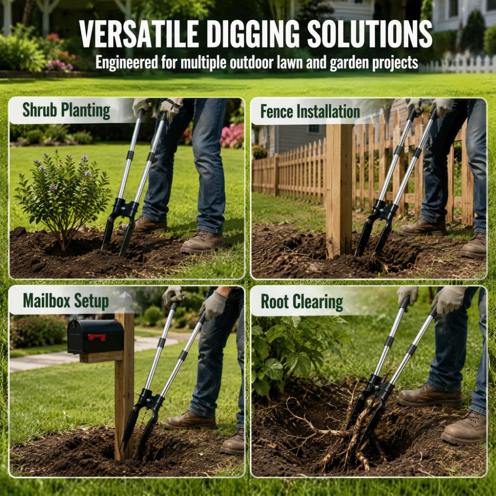 Ergonomic Sod Plugger Tool Steel Construction Plants Transplanter Removable Digging Tool  Seedling