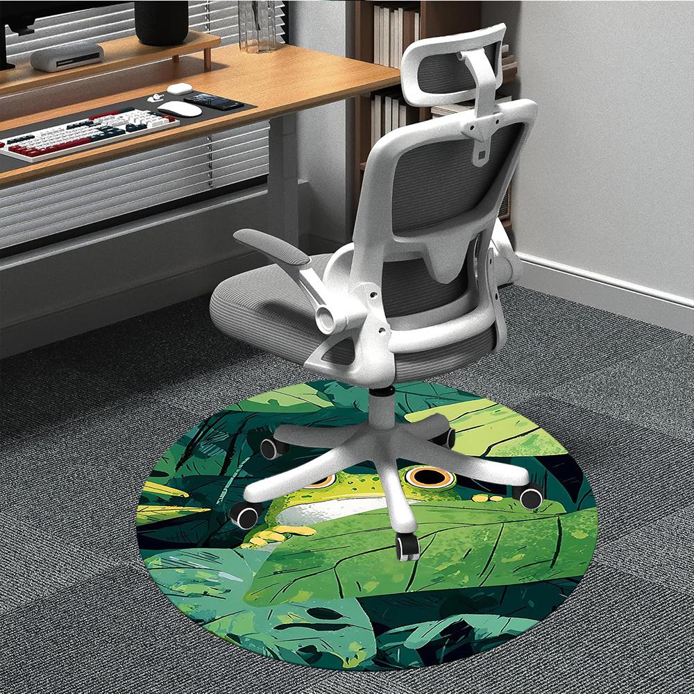 

1pcFrog Leaves Office Round Area Rug, Indoor Mat Suitable ForOffice, Under Office Chairs Bedroom Living Room Home Decor, Room Deco 011 80cm by 80cm
